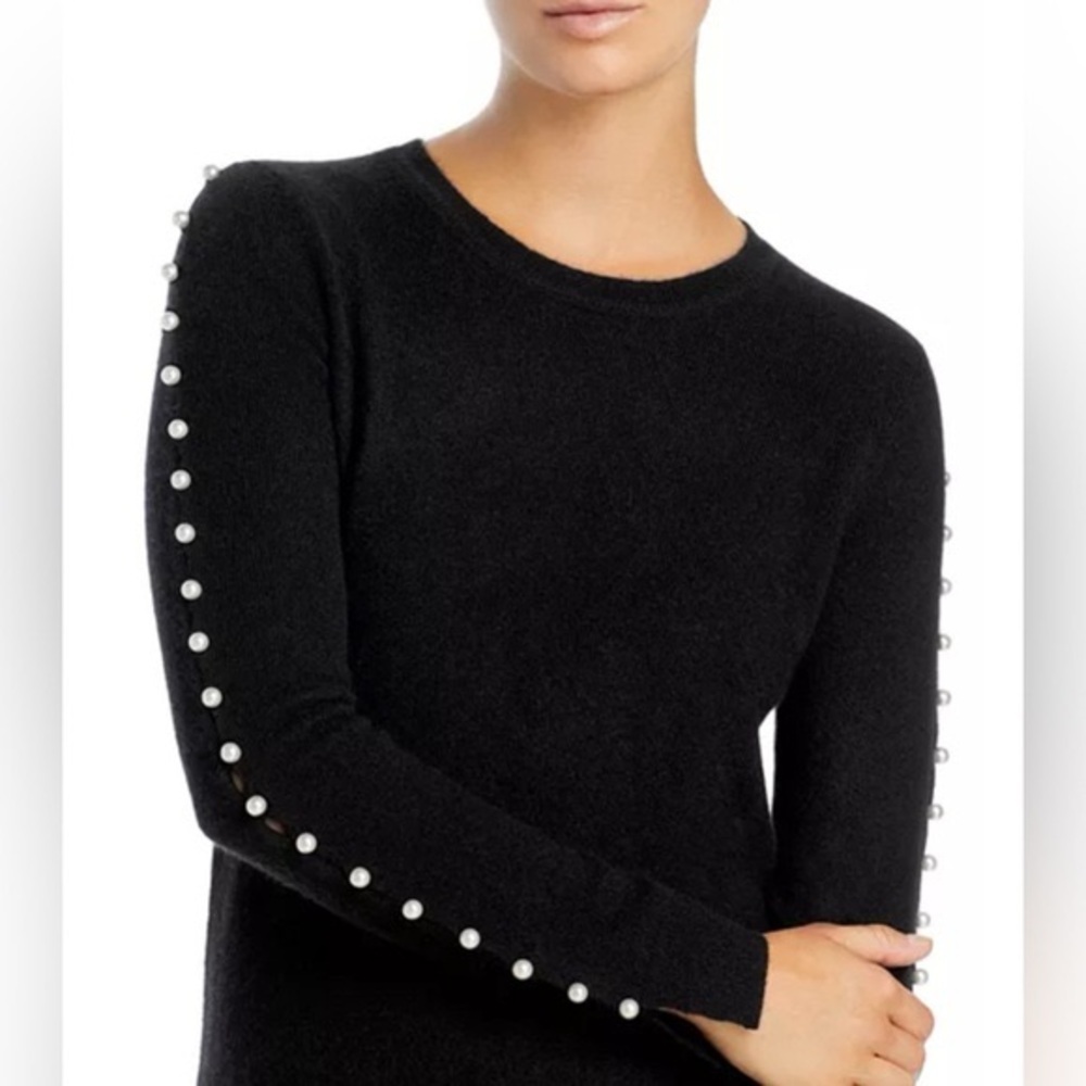 Belle France Pearl Sleeve Cashmere Sweater
